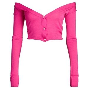 NWT JACQUEMUS Cropped Off-The-Shoulder Cardigan Pink US 6